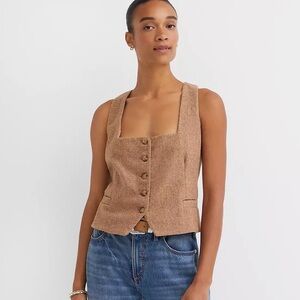 LOFT Brown Button-Up Vest Blouse
